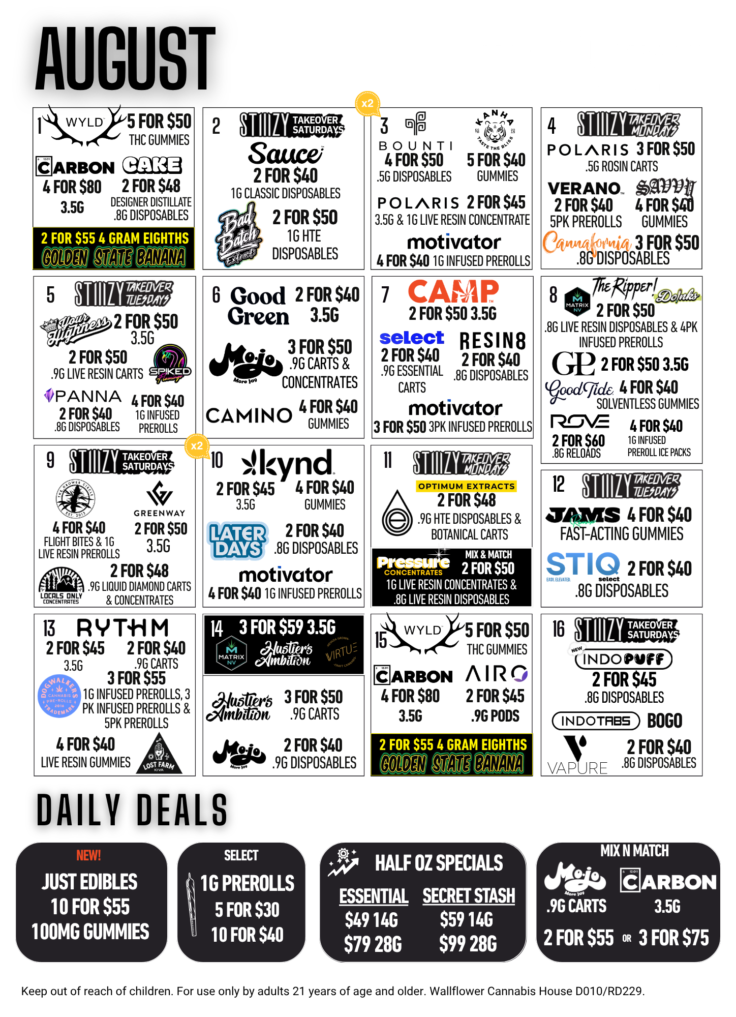 August 1-16 calendar