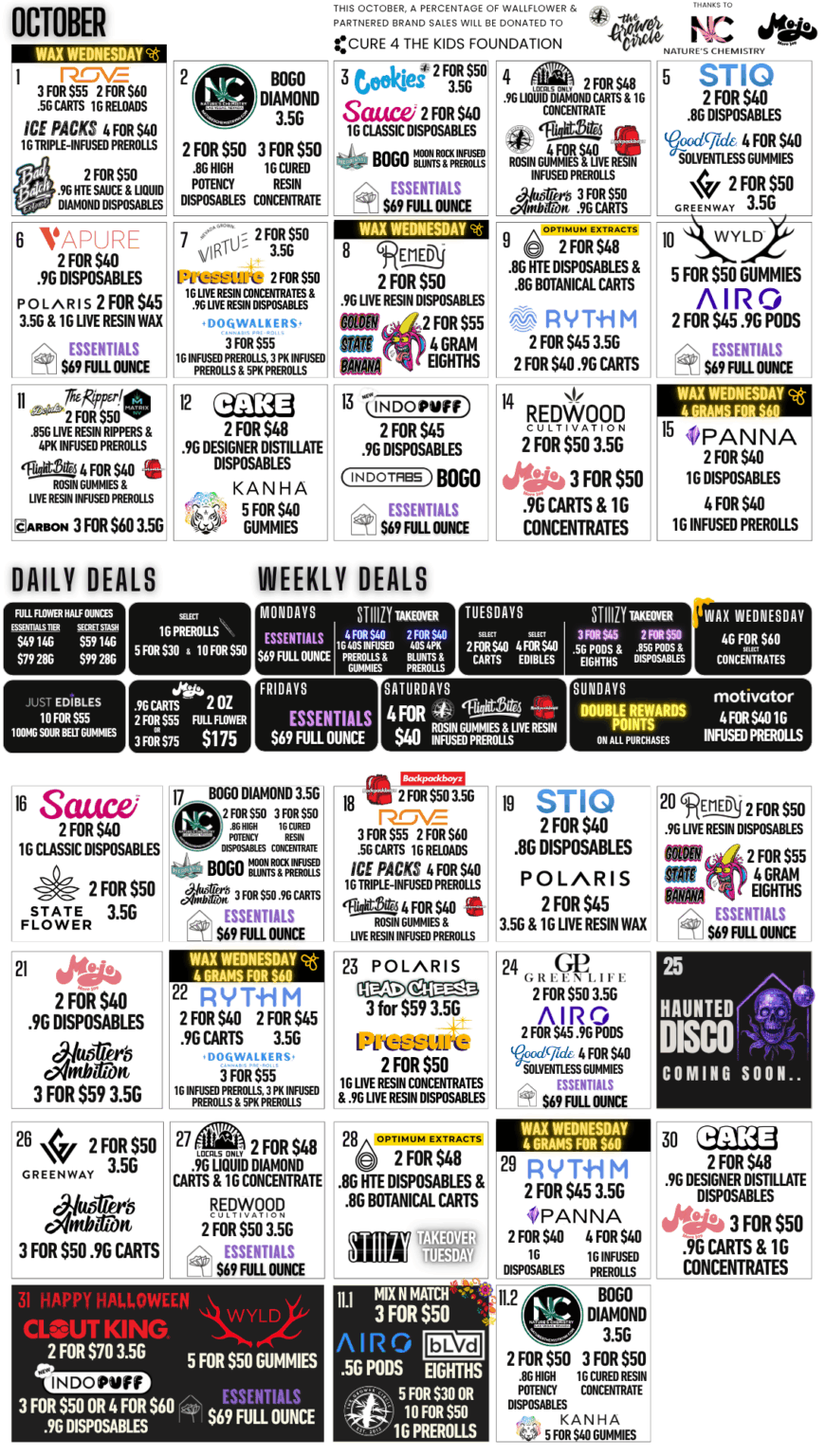 October Deals Calendar